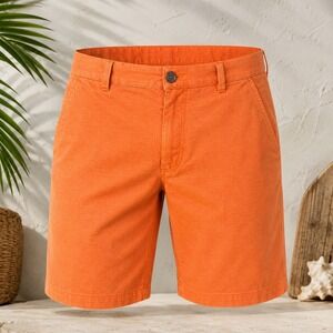 Paulo Solari Chino Shorts Mens 38 Orange Modern Fit Stretch Cotton Casual Summer